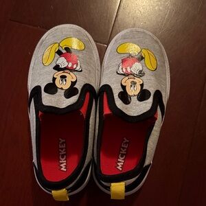 Disney Mickey Mouse Kids Slip-On Slippers - Gray, Red, and Yellow
